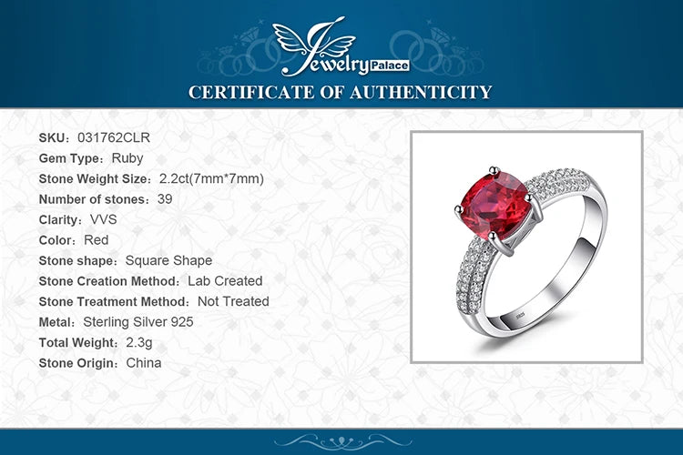 JewelryPalace Green Simulated Nano Emerald Created Ruby Ring 925 Sterling Silver Gemstone Solitaire Engagement Rings for Women
