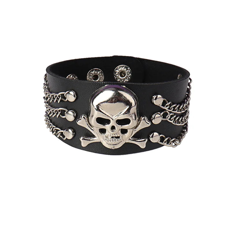 Punk Bracelets PU Leather Studded Bracelet Adjustable Goth Cuff Bracelet Gothic Rivet Buckle Wristband for Men Women Emo Jewelry