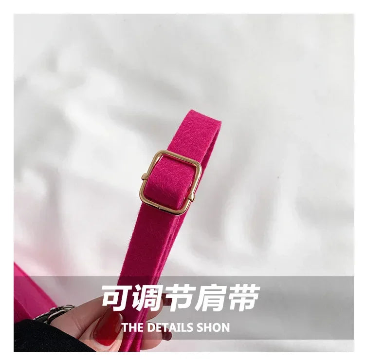Korean Version Minimalist Embossed Felt Lightweight Handbag 2025 New Single Shoulder Diagonal Span Two-Piece Bag For Women