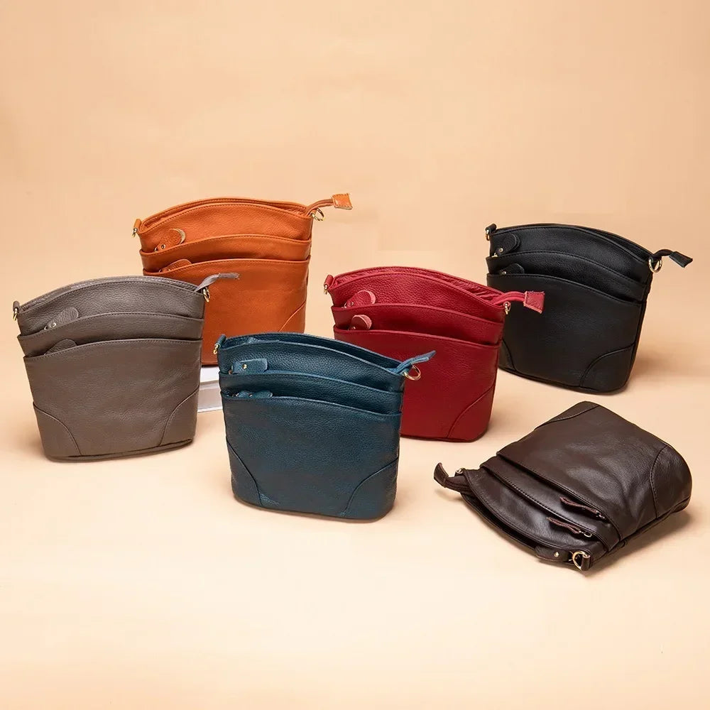 Genuine Leather Women Messenger Bags Cow Leather Crossbody Shoulder Bag Small Female Handbags Capacity Phone Bag for Girls