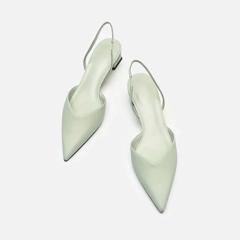 Summer 2025 Black Fashion Sandals - Silk Pointed Toe Low Heel Pumps