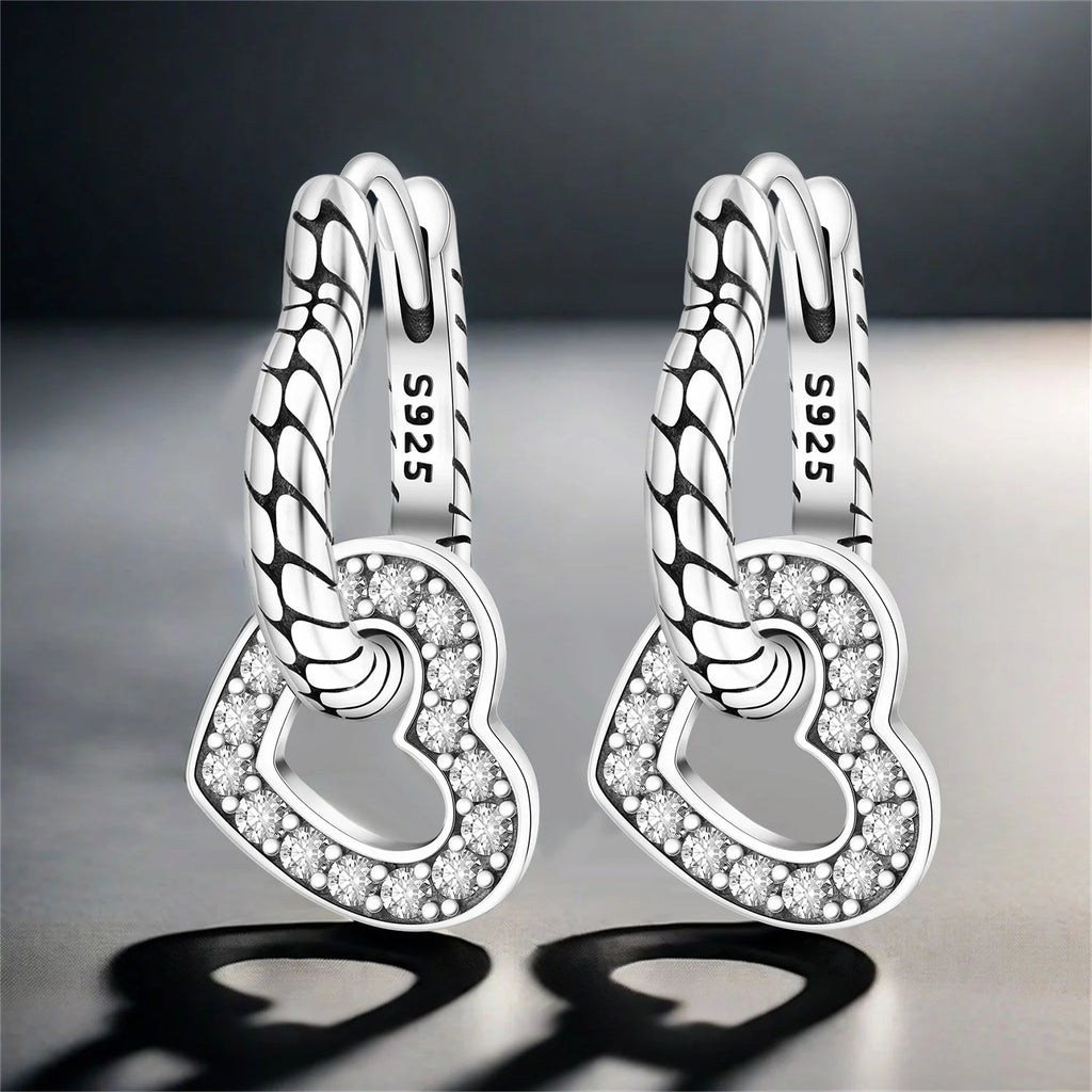 CYMYSS 2025 New 925 Sterling Silver Blue Heart Drop Earring Boutique Wedding Birthday Party Gift Jewellery Zircon Women Earrings