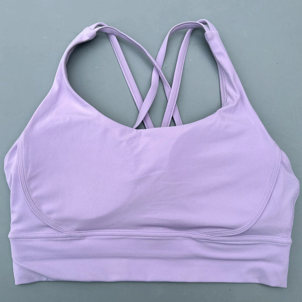 Solid Color Cross Fitness Bra - High Strength Yoga Sport Top