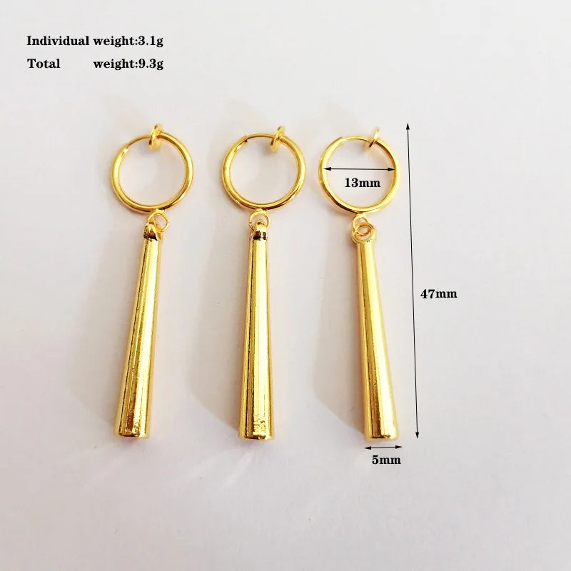 3Pcs/Set Roronoa Zoro Earrings Ear Clips Gold Color Small Geometric Non-Pierced Jewelry Hip Hop Wholesale Pendant Earrings