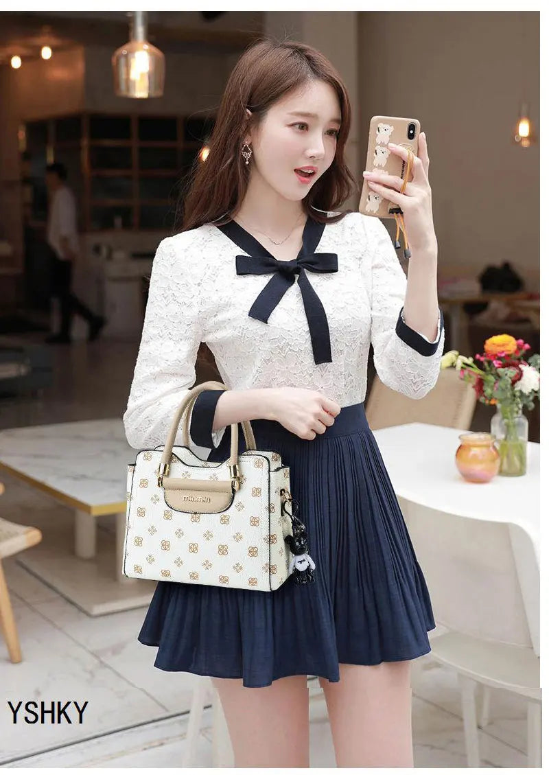 New brand shoulder Bag leather  Women's luxury designer handbag for 2024 women European and American retro cross body Tote bags