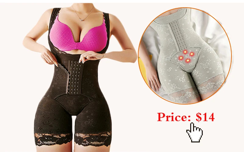 GUUDIA Ribbed Tummy Jumpsuit - Daily Shaper Bodysuit Open Crotch
