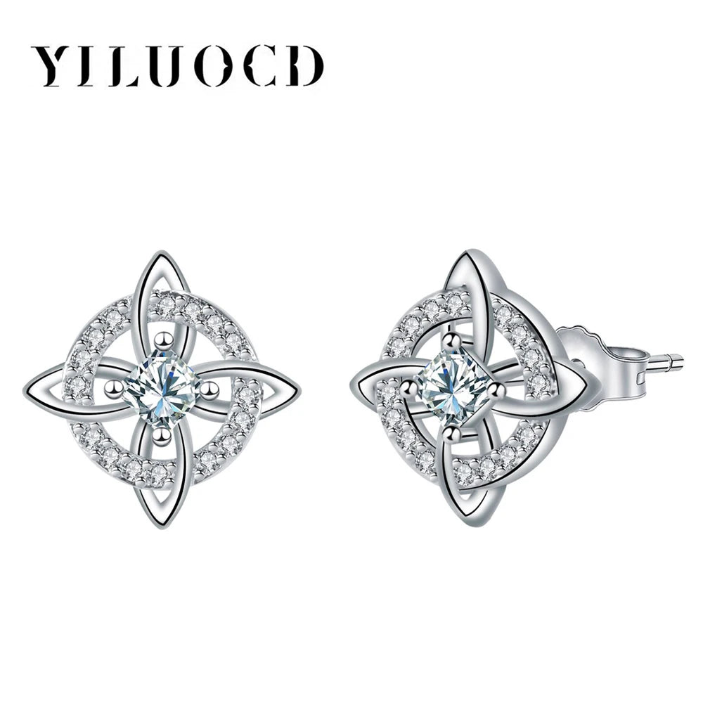 925 Sterling Silver Nudo De Bruja Original Stud Earrings for Women Witches Knot Earrings with Zircon Protection Amulet Jewelry