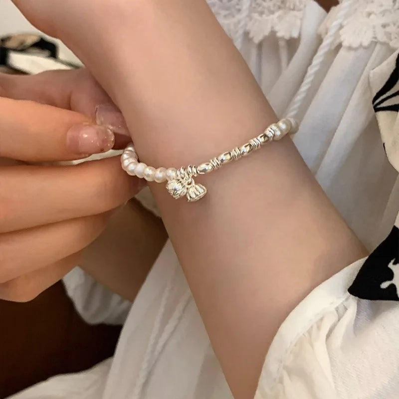 VENTFILLE 925 Sterling Silver Double Layer Pearl Bracelet for Women Girl Design Bead Korean Jewelry Dropshipping