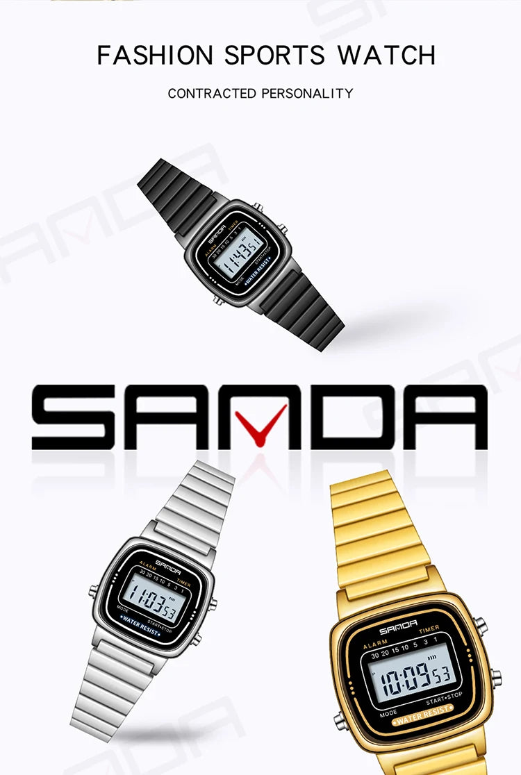 SANDA Golden Quartz Watch - Waterproof Ladies Fashion Wristwatch