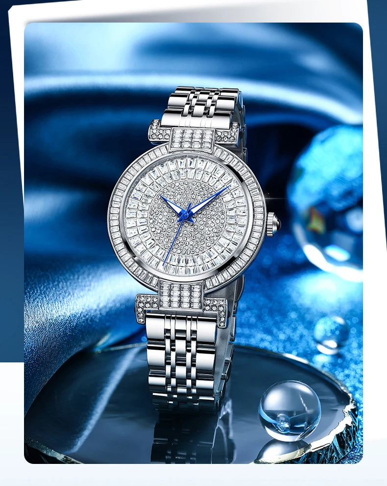 ROMITIME Luxury Diamond Dial Watch - Elegant Waterproof Stainless Steel