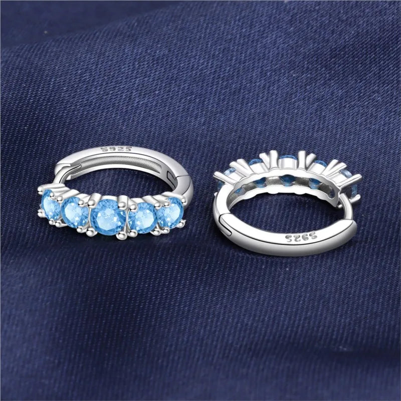 MISEFF Original 925 Sterling Silver Earrings 2025 Hoop Earring Crystal Earings For Women Simple Round Zircon Earing Jewelry