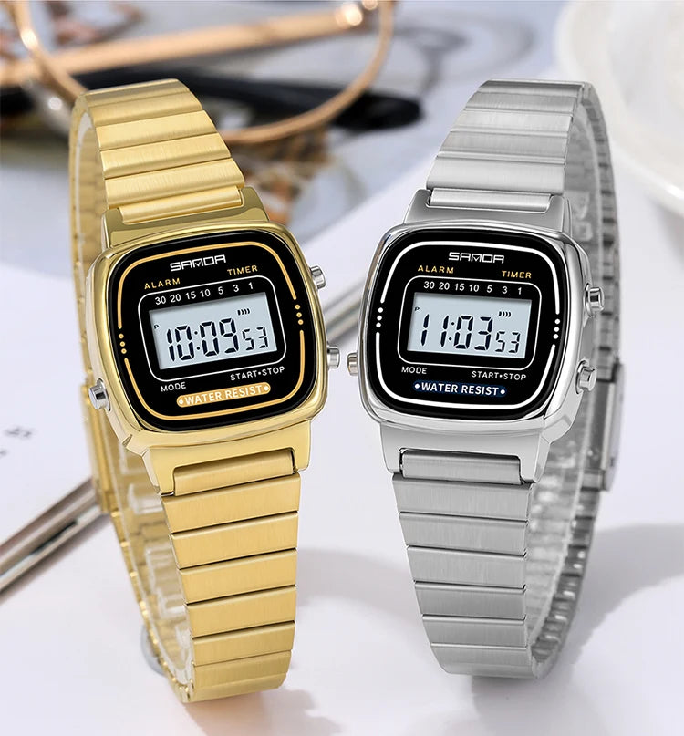 SANDA Golden Quartz Watch - Waterproof Ladies Fashion Wristwatch
