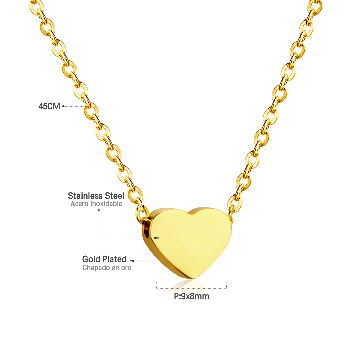 ASONSTEEL Romantic Heart Pendant Necklace For Women High Quality Golden Stainless Steel Metal Stylish Choker Valentine's Gift
