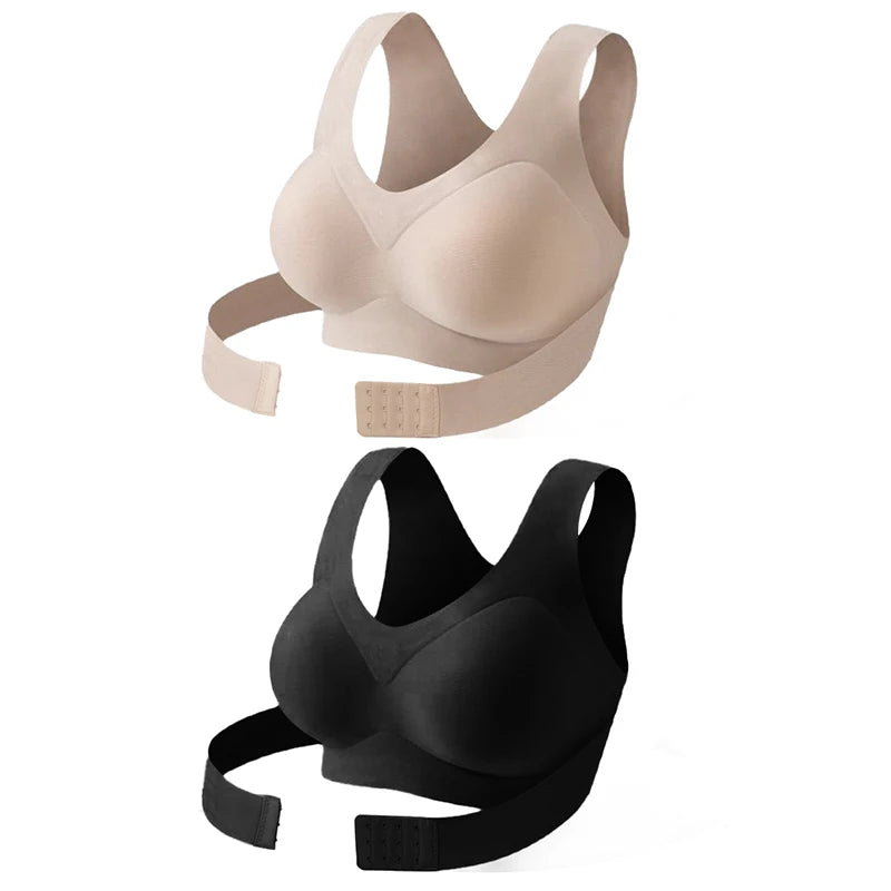 FallSweet 1/2PCS Women's Posture Correction Bras Seamless Wireless Push Up Bralette with Cross Back Support Female Lingerie