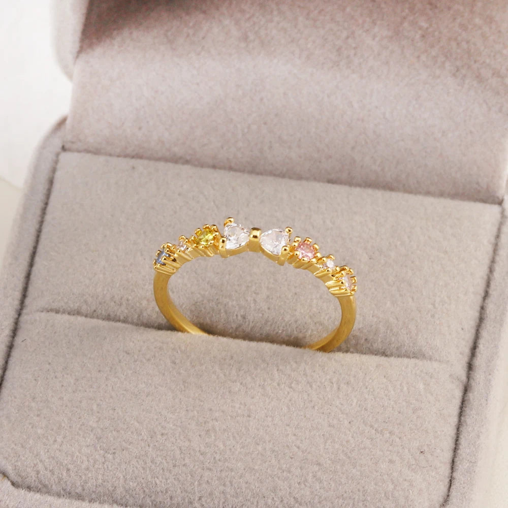 Fashion Moon Heart Flower Butterfly Rings For Women Sweet Girls Exquisite Shiny Rhinestone Crystal Open Ring 2025 Romantic Jewel