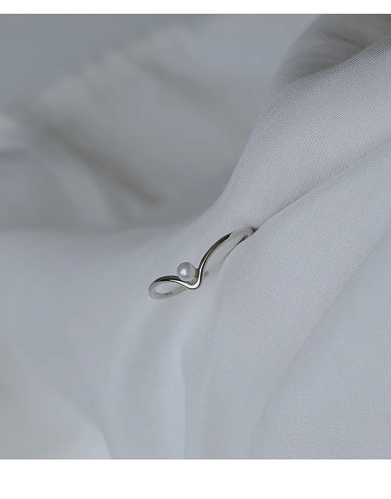 VENTFILLE 925 Sterling Silver Open Pearl Smile Stackable Finger Ring Simple Fashion Cute Adjustable For Female Jewelry Wholesale