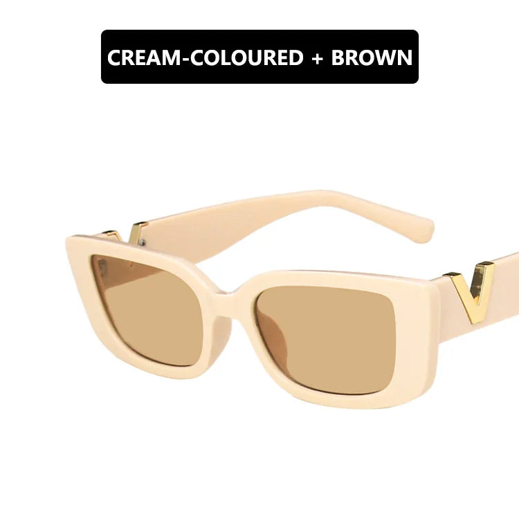 Retro Rectangle Small Frame Sunglasses - Vintage Designer Black Women