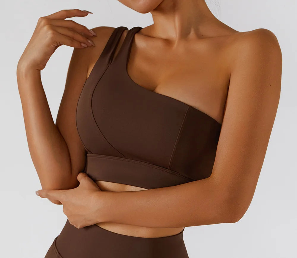 Sexy One Shoulder Sports Bra - High Strength Fitness Vest