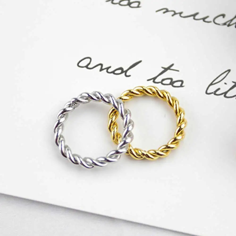 3mm Twisted Stainless Steel Ring - Unisex Wedding Band Sizes 5-12