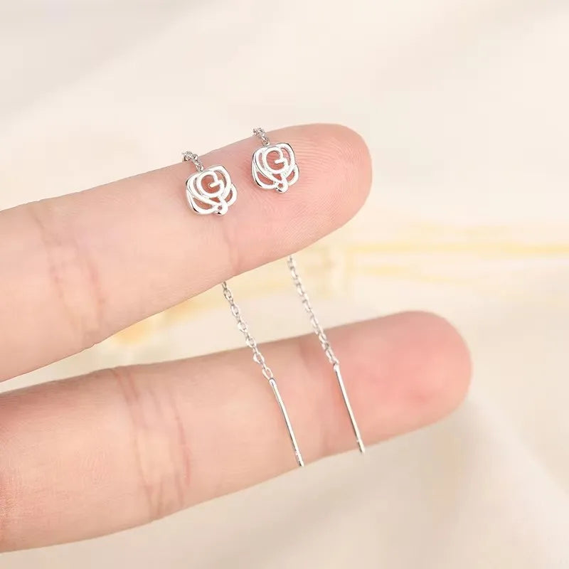 French Luxury Sweet Romantic Long Zircon Tassel Twisted Earrings for Women Temperament Wedding  Banquet Jewelry Gift