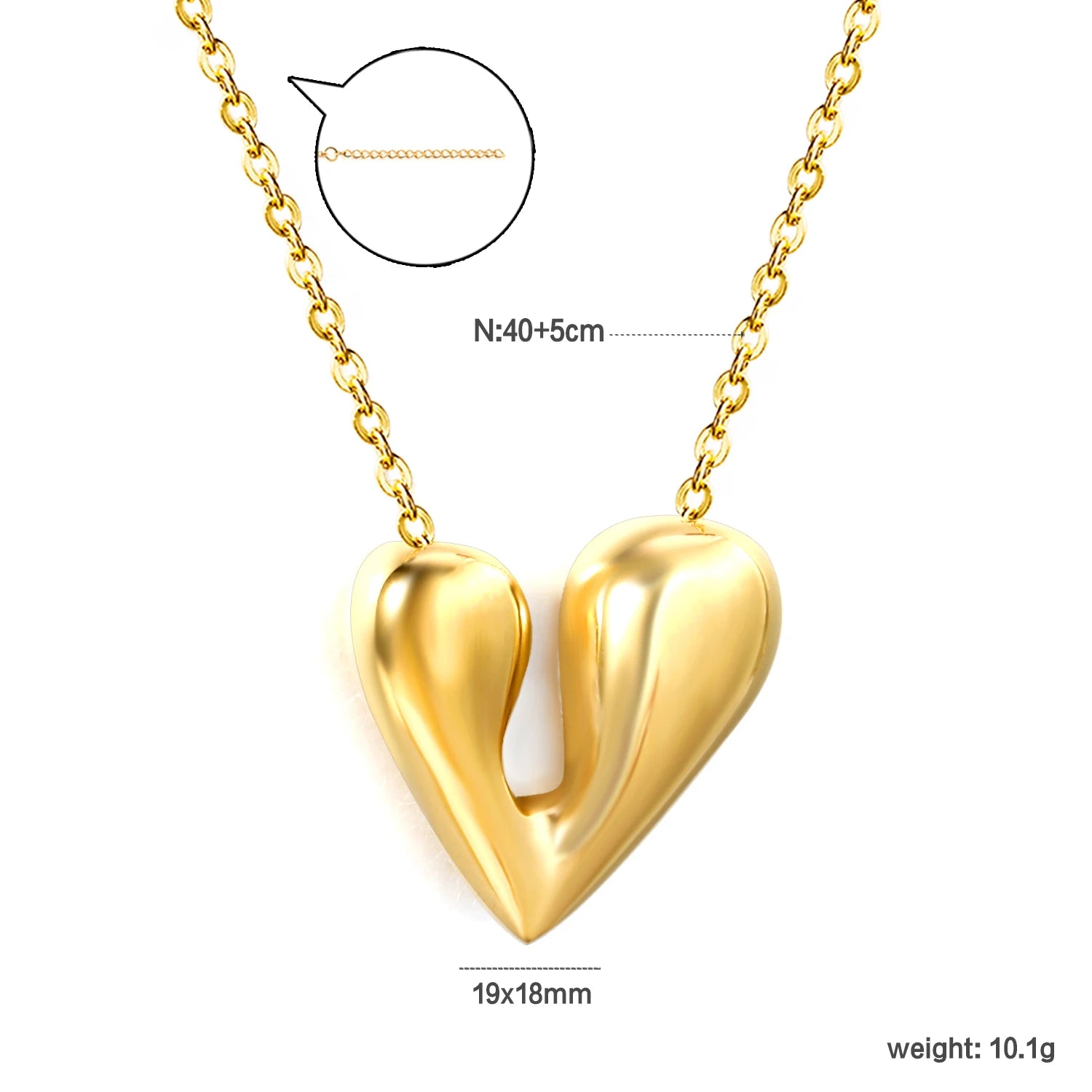ASONSTEEL Romantic Heart Pendant Necklace For Women High Quality Golden Stainless Steel Metal Stylish Choker Valentine's Gift