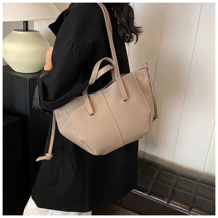 High Quality PU Tote Bags Fashion Solid Hasp Simple Versatile Sense of Luxury Shoulder and Handbags for Women 2024 New Style