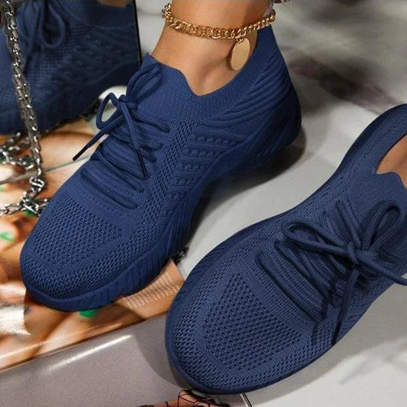 Women's Mesh Breathable Casual Sneakers - Plus Size Platform Vulcanized Shoes