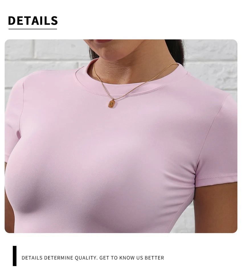 Seamless Yoga Set Women Workout Clothes Short Sleeve Crop Top Pocket Slim Gym Shorts 2 Piece Sports Suit Active Wear