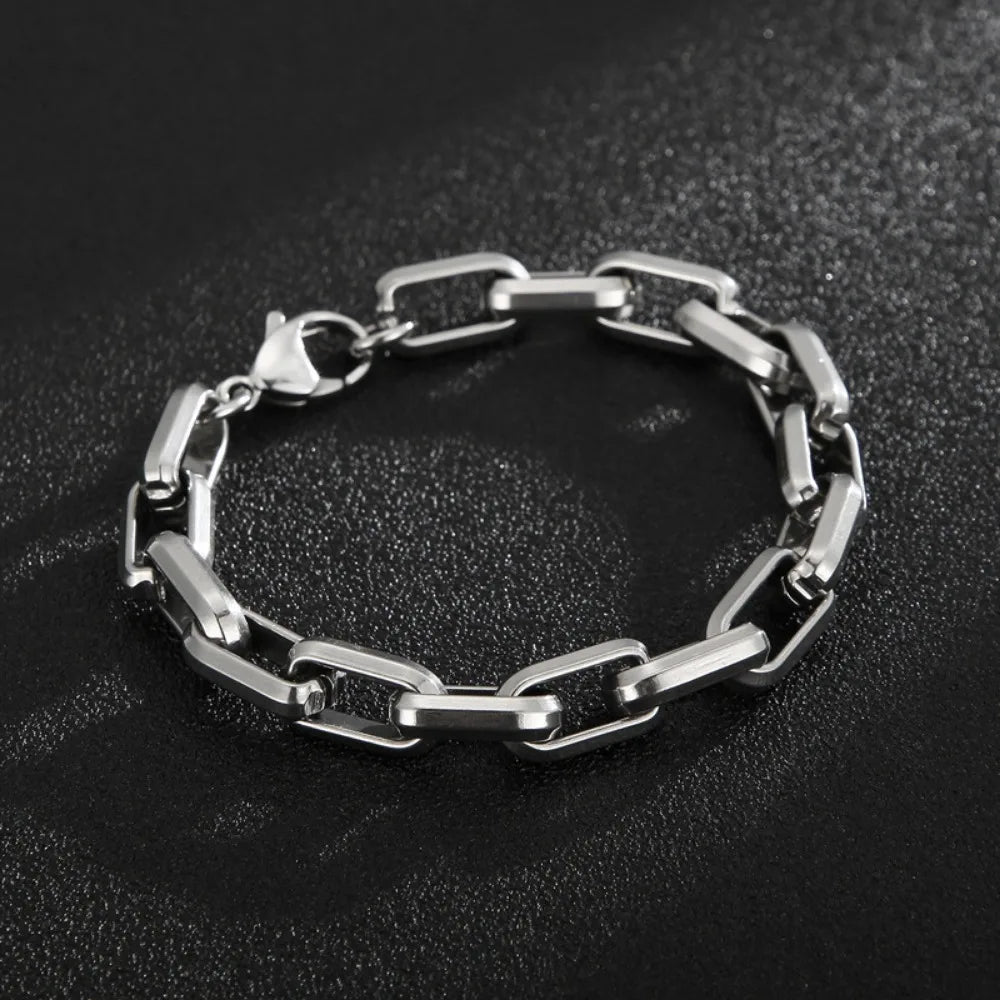Men's Cuban Thick Chain Industrial Style Hip-hop Punk Trendy  Hand Stainless Steel Cross Chain Bracelet