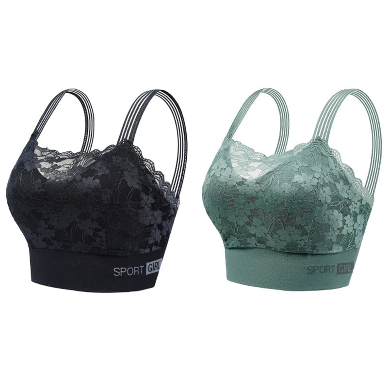 2PCS Women Lace Bras - Wireless Bralette Vest Style Tube Tops