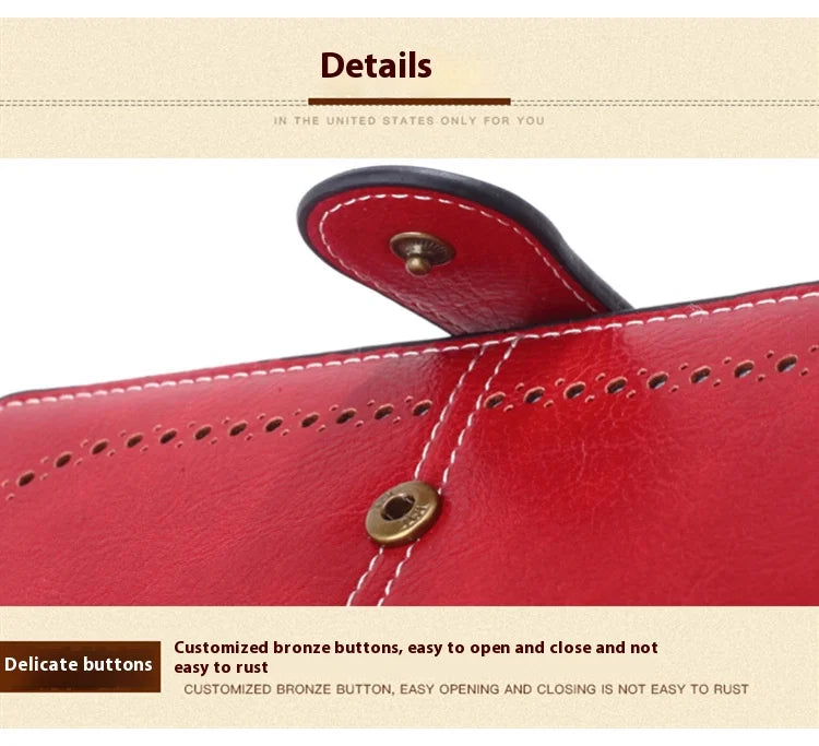 Fashionable new hollow out coin purse for women's oily leather phone bag, long zipper handbag,coin bag Triple fold ladies wallet