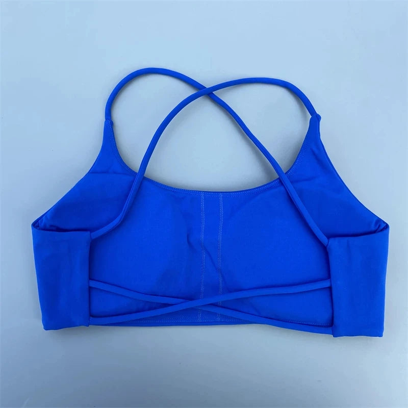 Solid Color Cross Back Fitness Bra - High Strength Yoga Top