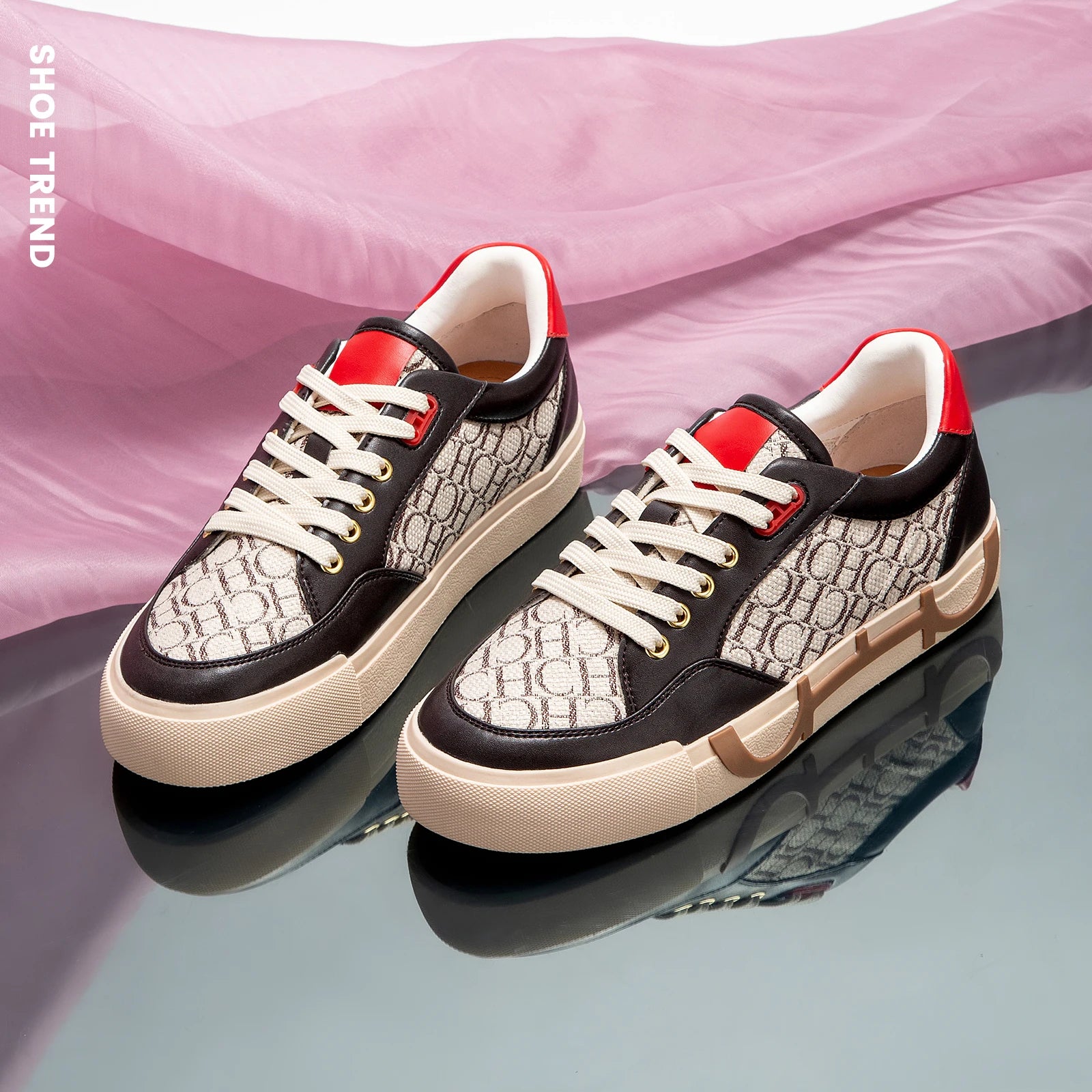Women's Luxury Brand Letter Printed Sneakers - Breathable Woven Flat Shoes