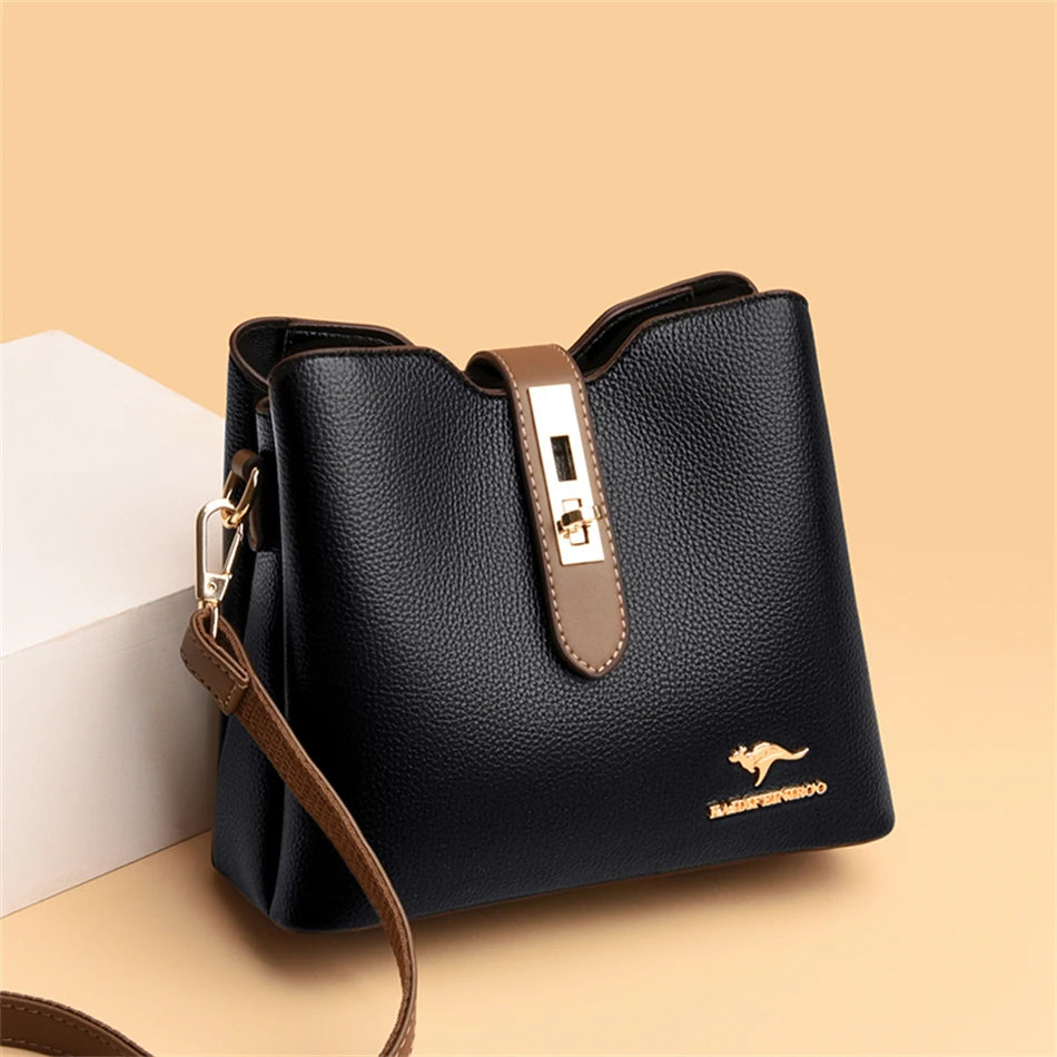 3-Layer Designer Handbag - Large Capacity Crossbody Messenger Bag