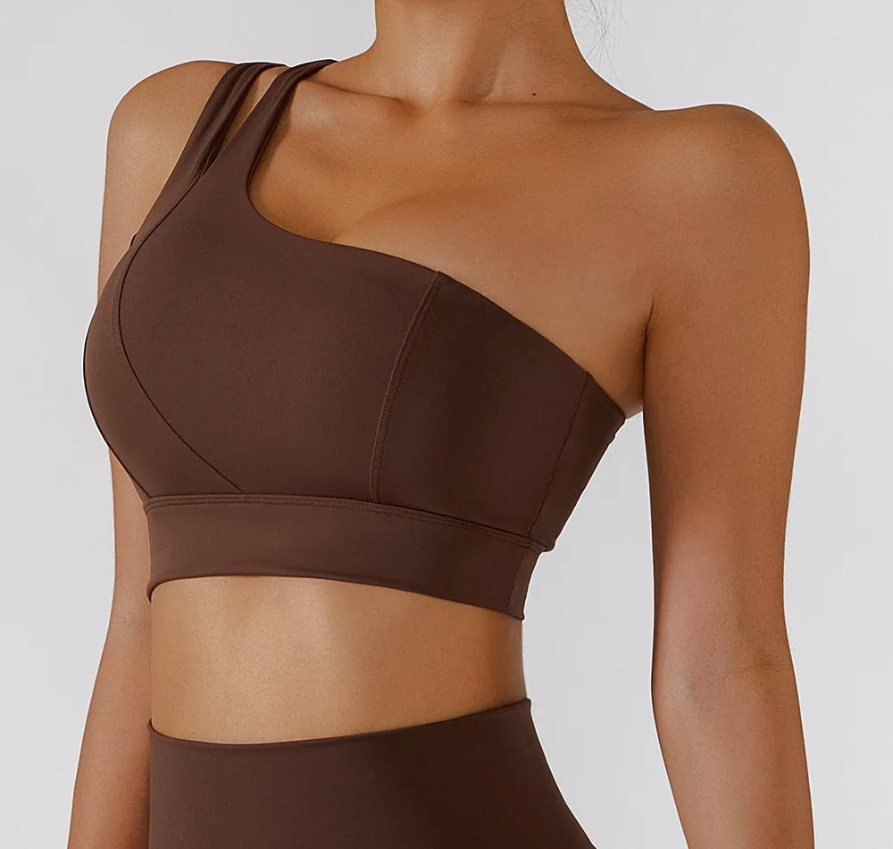 Sexy One Shoulder Sports Bra - High Strength Fitness Vest
