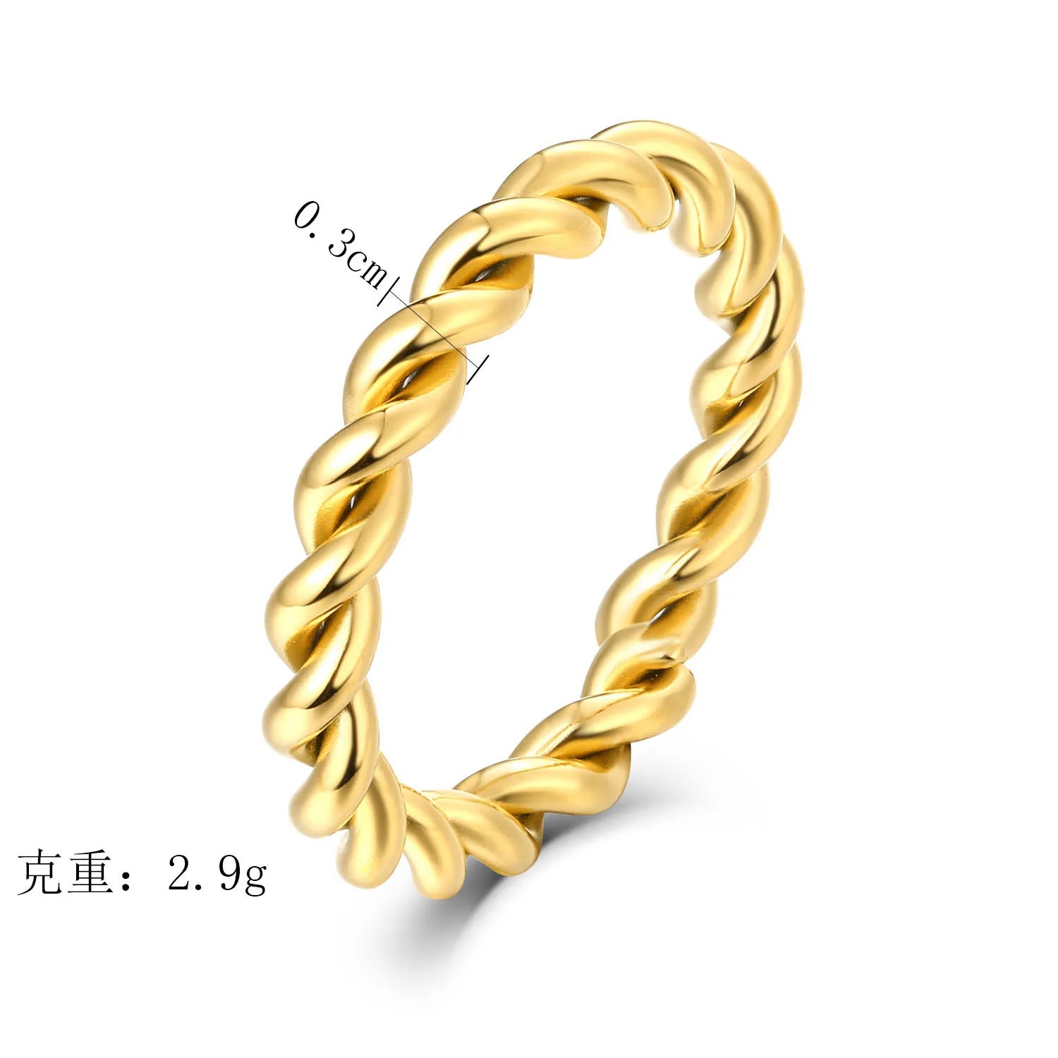 3mm Twisted Stainless Steel Ring - Unisex Wedding Band Sizes 5-12