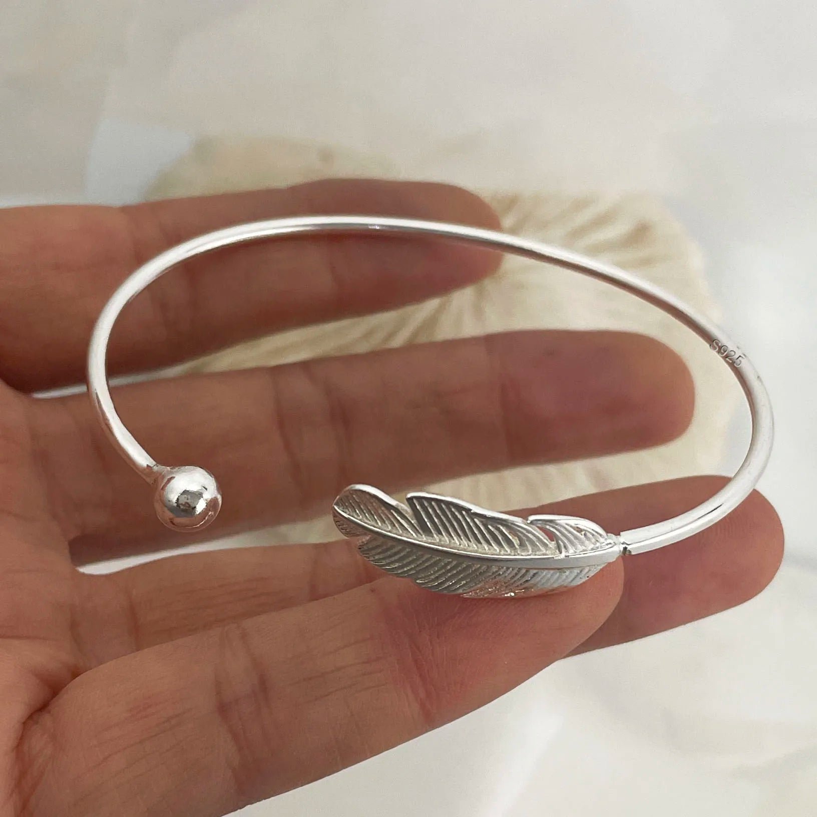 100% Solid 925 Sterling Silver Metal Bracelet for Women Men Vintage Handmade Simple Birthday Gift S-B451