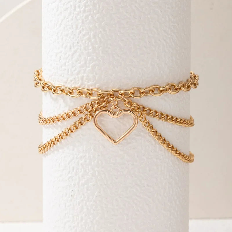 Classic Snake Multi-layer Anklet For Women Starfish Heart Shell Sexy Chain On Foot Leg Female Ankle Bracelet Beach Jewelry