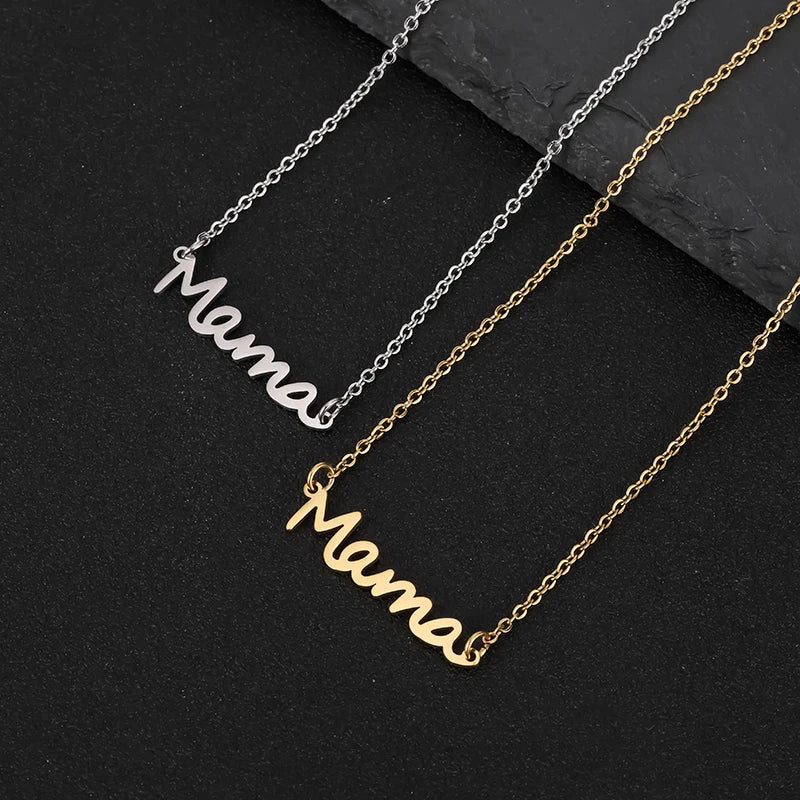 Mama Letter Pendant Necklaces Stainless Steel Necklaces Mother's Day Gift Fashion Necklace For Woman Jewelry Party Mom Gifts