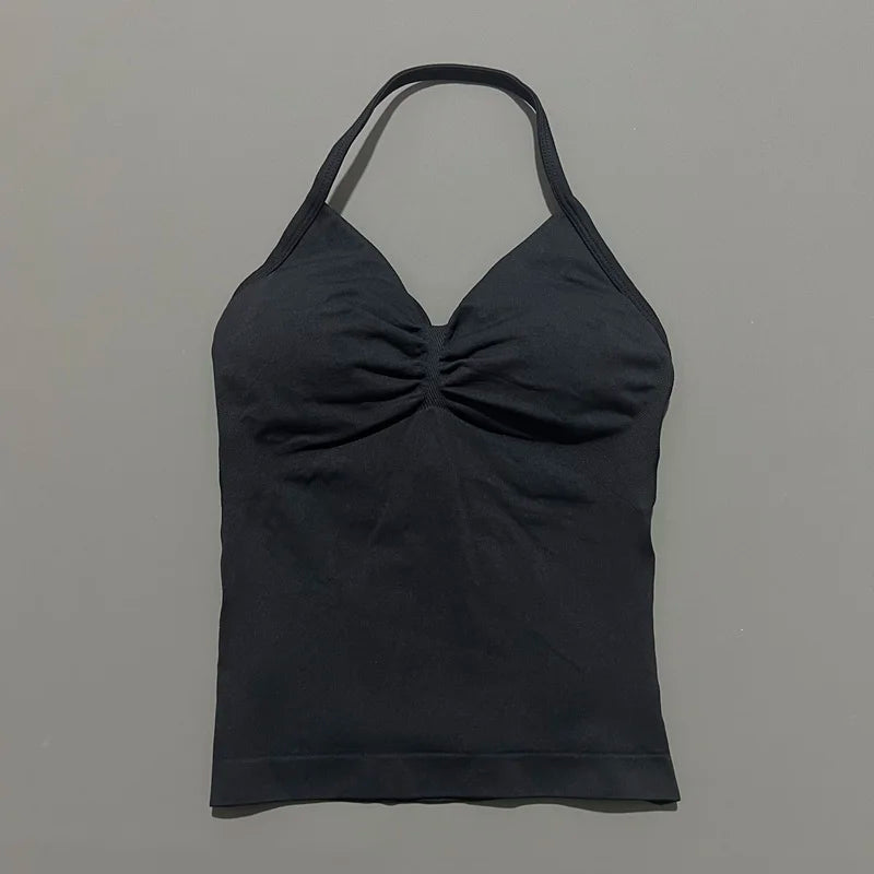 HISTELLO Impact Sports Bra - Longline Strappy Yoga Tank Top