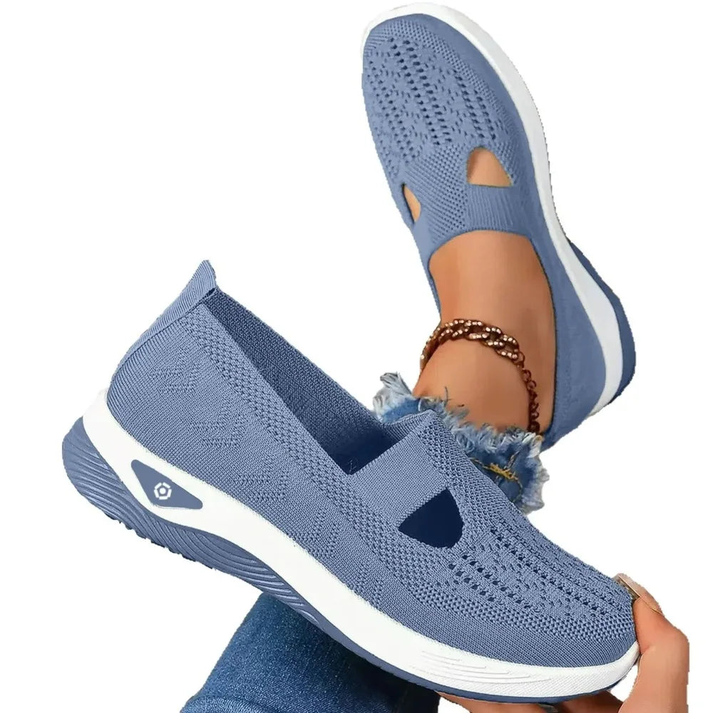 Comfortable Summer Shoes for Elderly Women Breathable Anti Slip Soft Sole Casual Walking Shoes Middle Aged Ladies Flat Sandals