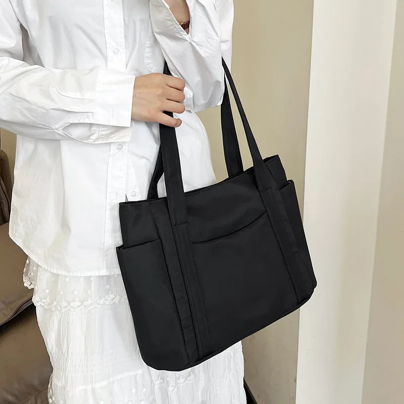 High Quality Commuting Tote Bag Simple Nylon Women's Shoulder Bag Large Capacity Student Class Handbag