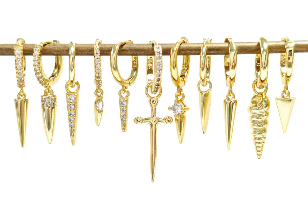 925 Sterling Silver Needle Punk Spike Rivet Hoop Earrings For Women Huggie Earrings Ear Cuff Piercing Earring Gothic Jewelry