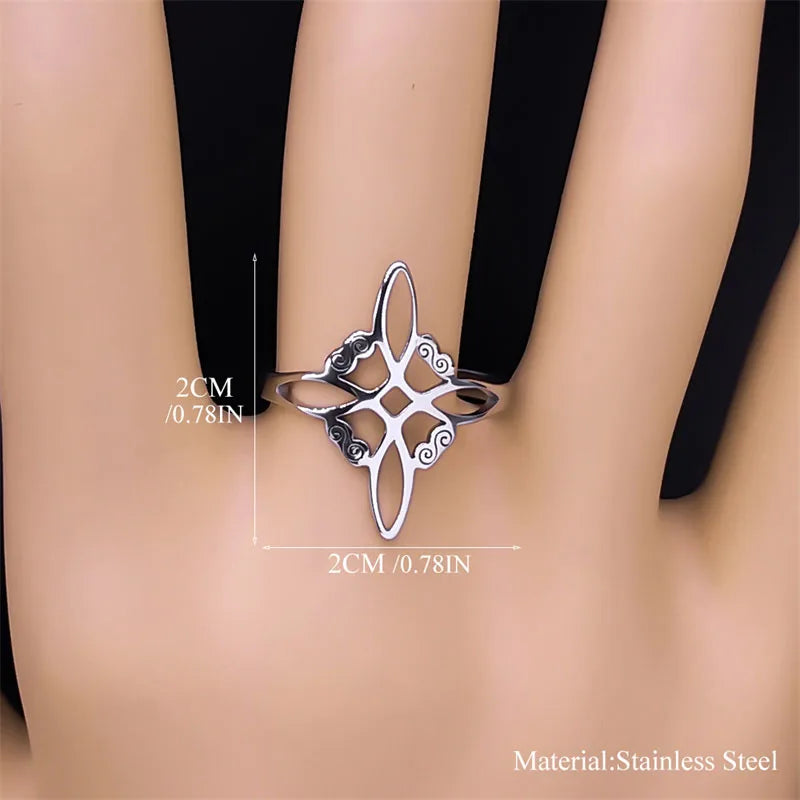 Stainless Steel Jewelry Set Witchcraft Witch Celtic Irish Knot Pendant Necklace Fashion Earring Bracelet Ring nudo de bruja