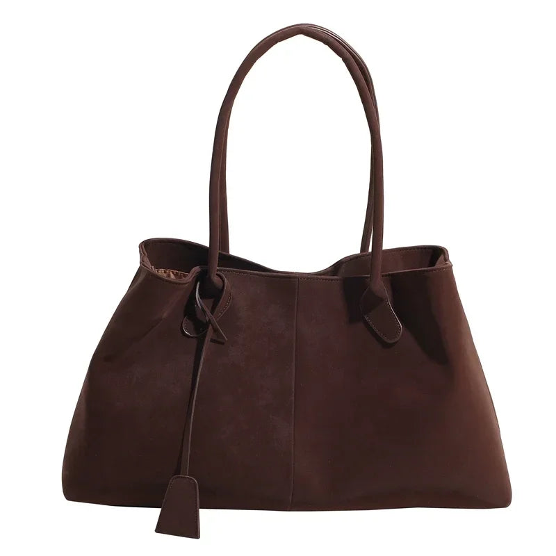Faux Suede Solid Color High Quality Fashionable Versatile Handbag 2025 Women's Product Hot Selling  Large Capacity Shoulder Bag