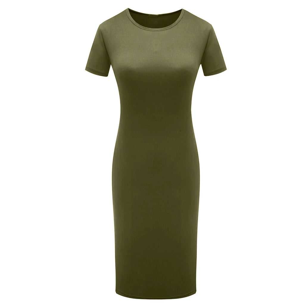 Summer Dress High Stretch Tank Robe Solid Short Sleeve Casual Slim Long Pencil Dress Women Sexy Maxi Dress Elegant Thin Vestido