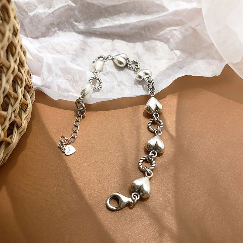 925 Sterling Silver Bracelet Geometric Cube Circle Punk Asymmetric Beaded For Woman Girl Fashion Jewelry Gift Dropship Wholesale