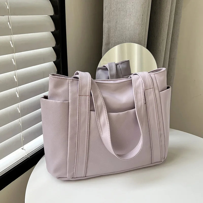 High Quality Commuting Tote Bag Simple Nylon Women's Shoulder Bag Large Capacity Student Class Handbag