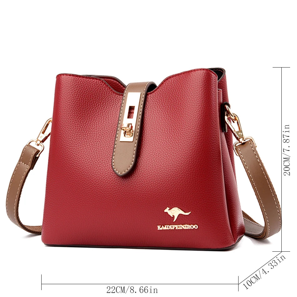 3-Layer Designer Handbag - Large Capacity Crossbody Messenger Bag