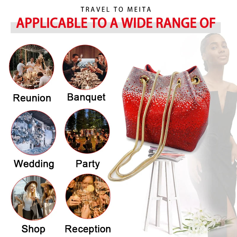 2025 Latest Italian Design Luxury Shiny Wedding Party Ladies Handbag high quality Diamond Tote Evening Bag